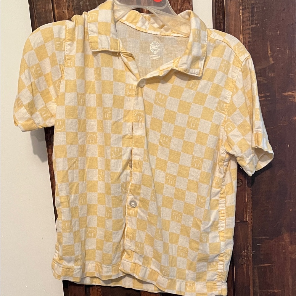 Wonder Nation Yellow and White Checkered Kids Shirt